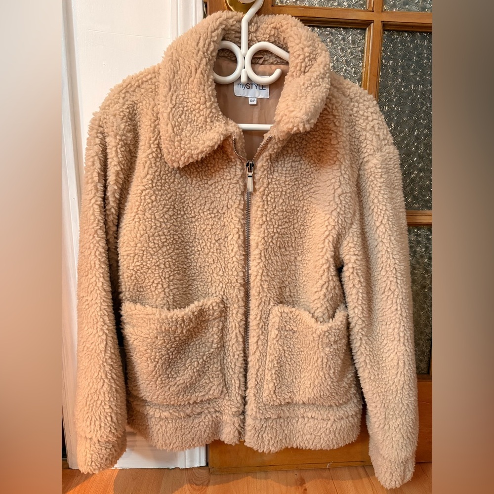 Women's Tan Sherpa Jacket